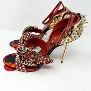 Christian Louboutin Wosandal 100 On Fire Spiked Crystal Sandals size 37 EU